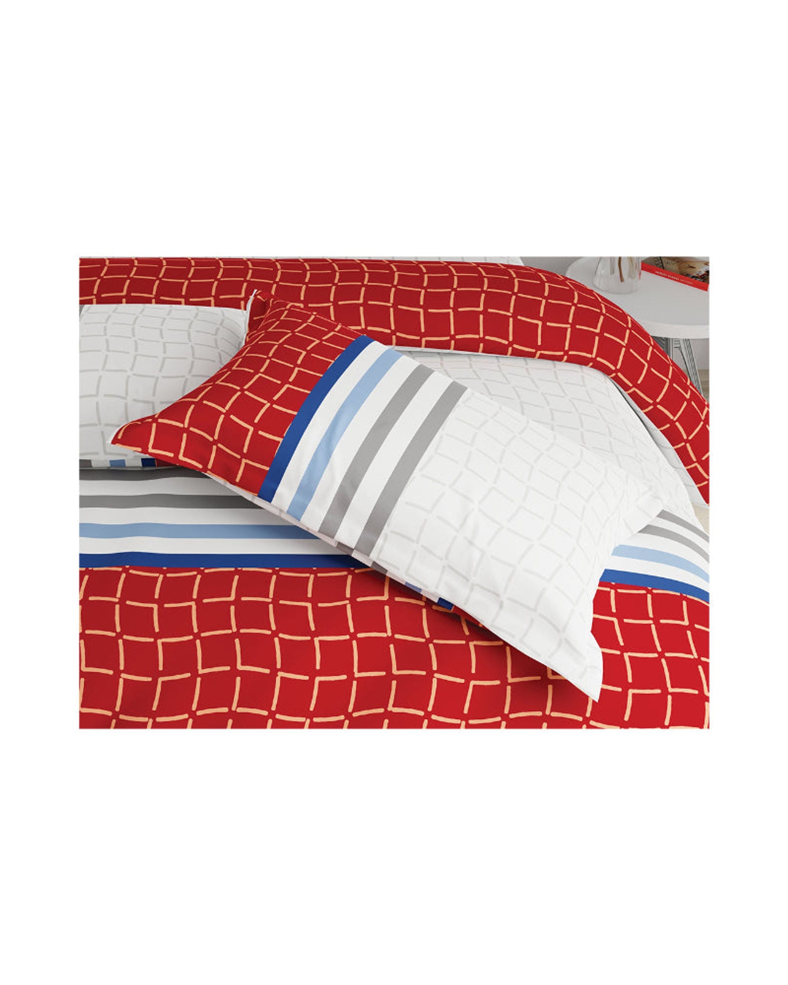 ملاءة سرير سوبر كينج من يونايتد كولورز أوف بينيتون رينبو 210 تي سي مع غطائي وسادة، لون كستنائي