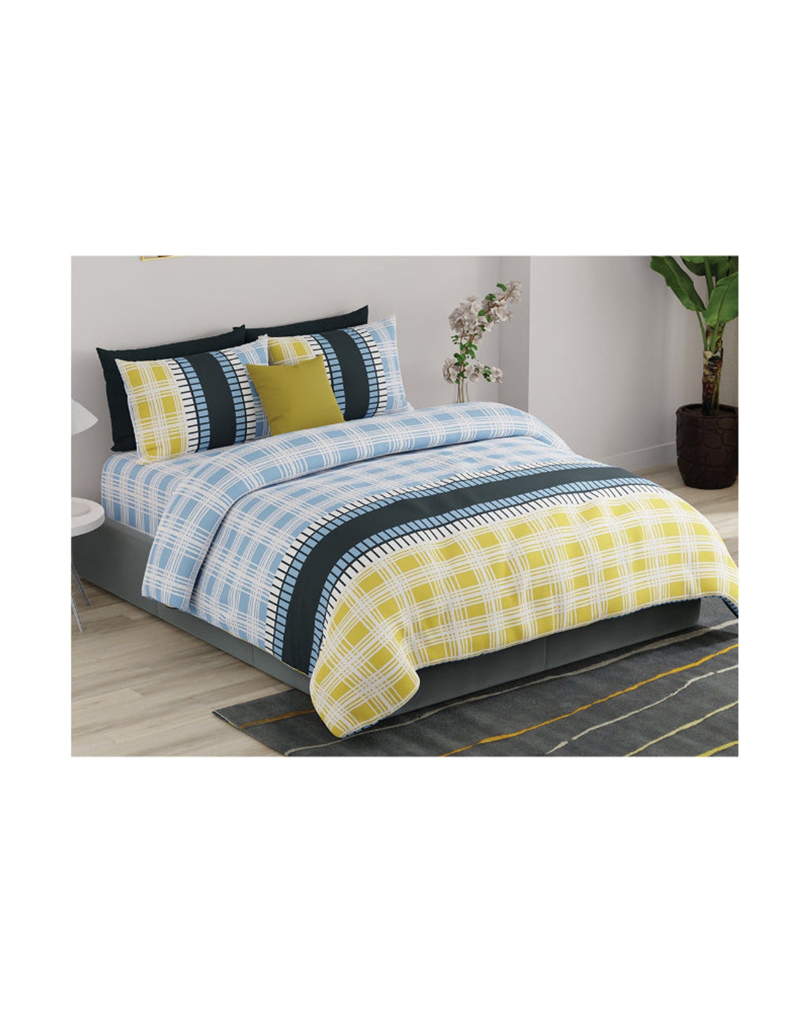 ملاءة سرير United Colors of Benetton Rainbow 210 TC Super King مع غطائي وسادة متعدد الألوان