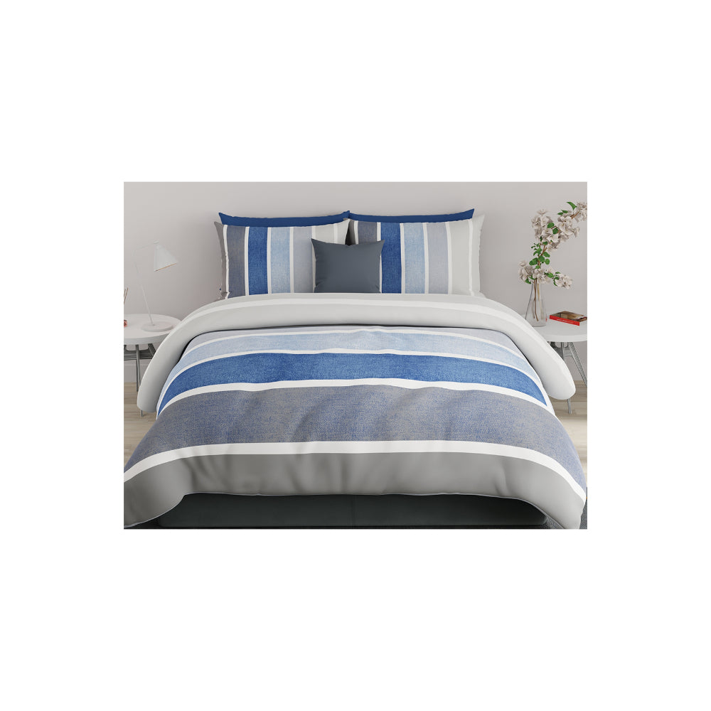 United Colors of Benetton Rainbow 210 TC Super King Bedsheet with 2 Pillow covers Navy