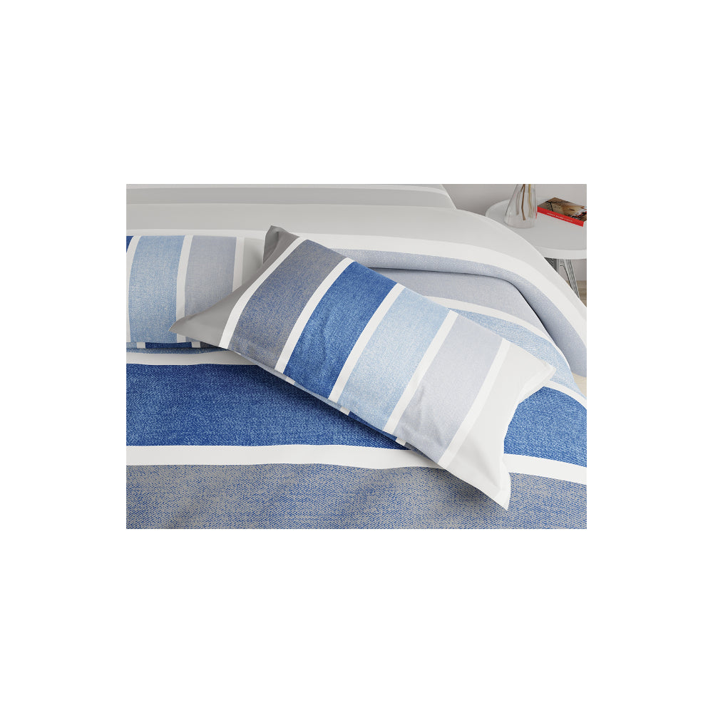 ملاءة سرير United Colors of Benetton Rainbow 210 TC Super King مع غطائي وسادة باللون الأزرق الداكن