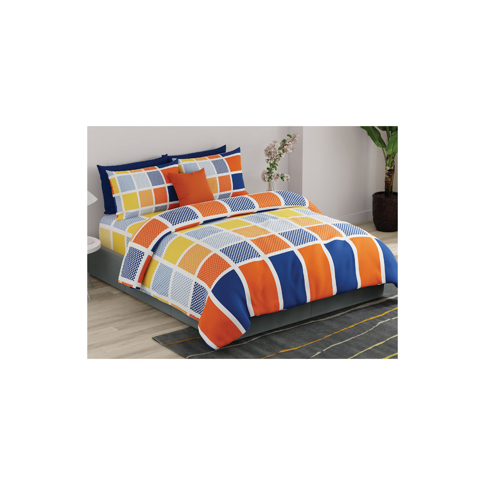 ملاءة سرير سوبر كينج من يونايتد كولورز أوف بينيتون رينبو 210 تي سي مع غطاءي وسادة رينبو