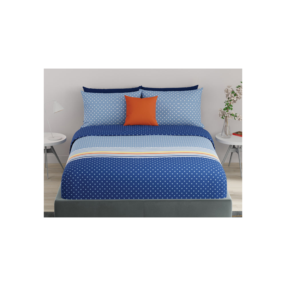 United colors of Benetton Rainbow Blue 210 TC Fitted sheet with 2 pillow covers