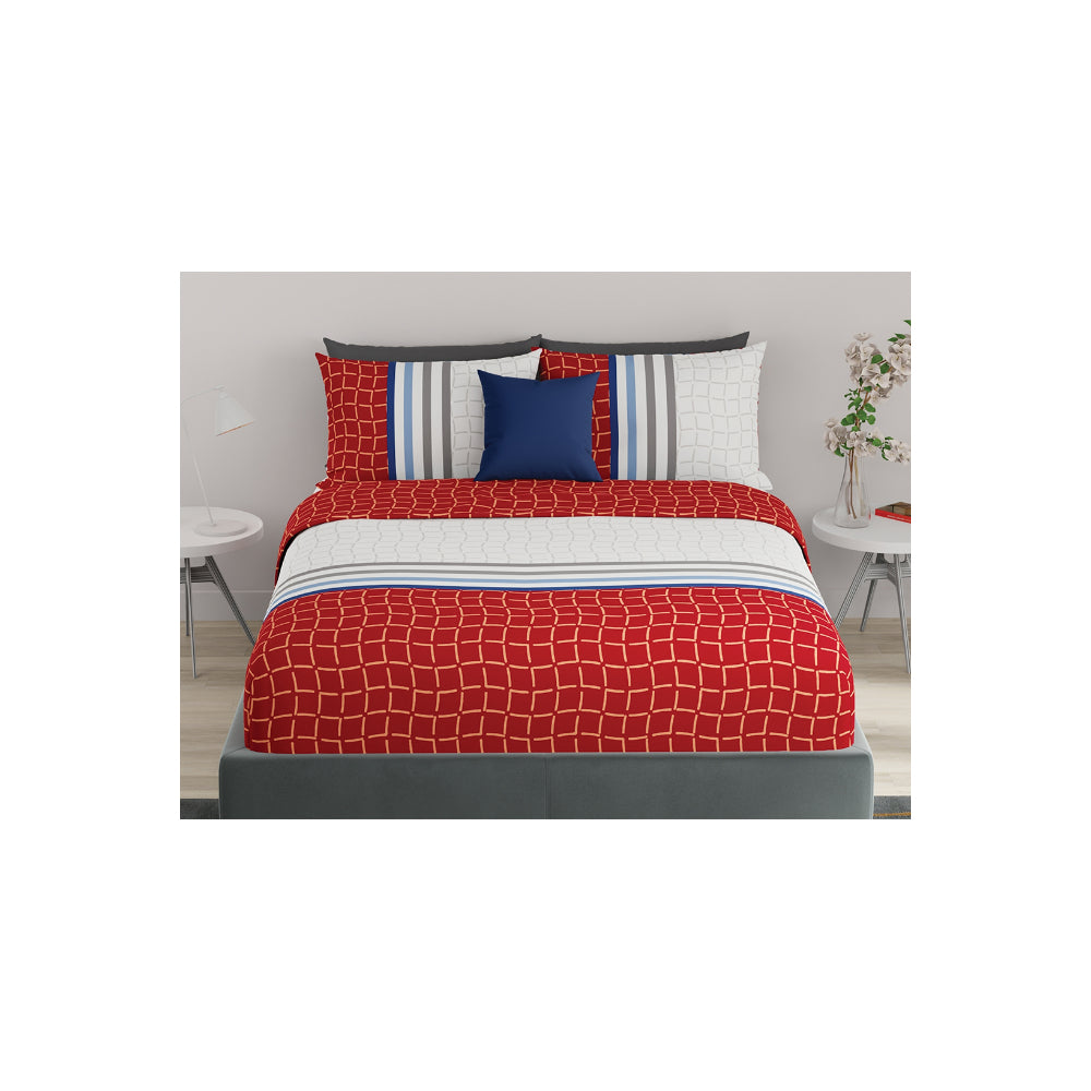 United colors of Benetton Rainbow Maroon 210 TC Fitted sheet with 2 pillow covers