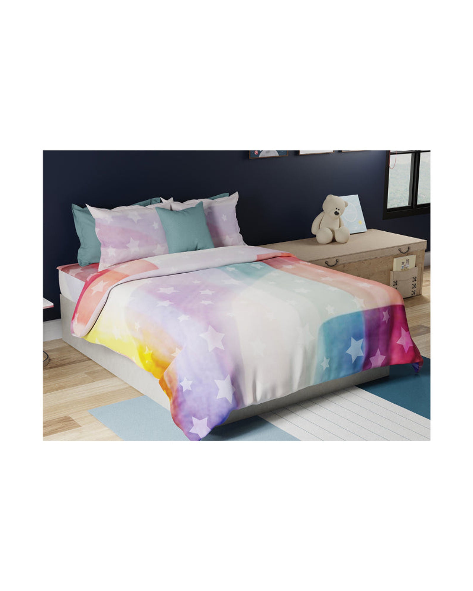 ملاءة سرير كينج من يونايتد كولورز أوف بينيتون كيدز 210 تي سي مع غطاءي وسادة بلون الخوخ