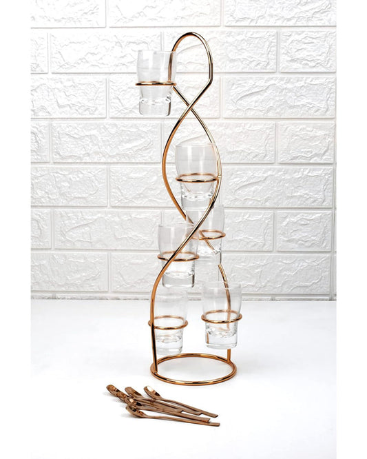 طقم حلويات كويزين آرت، برج من 6 قطع، ذهبي وردي