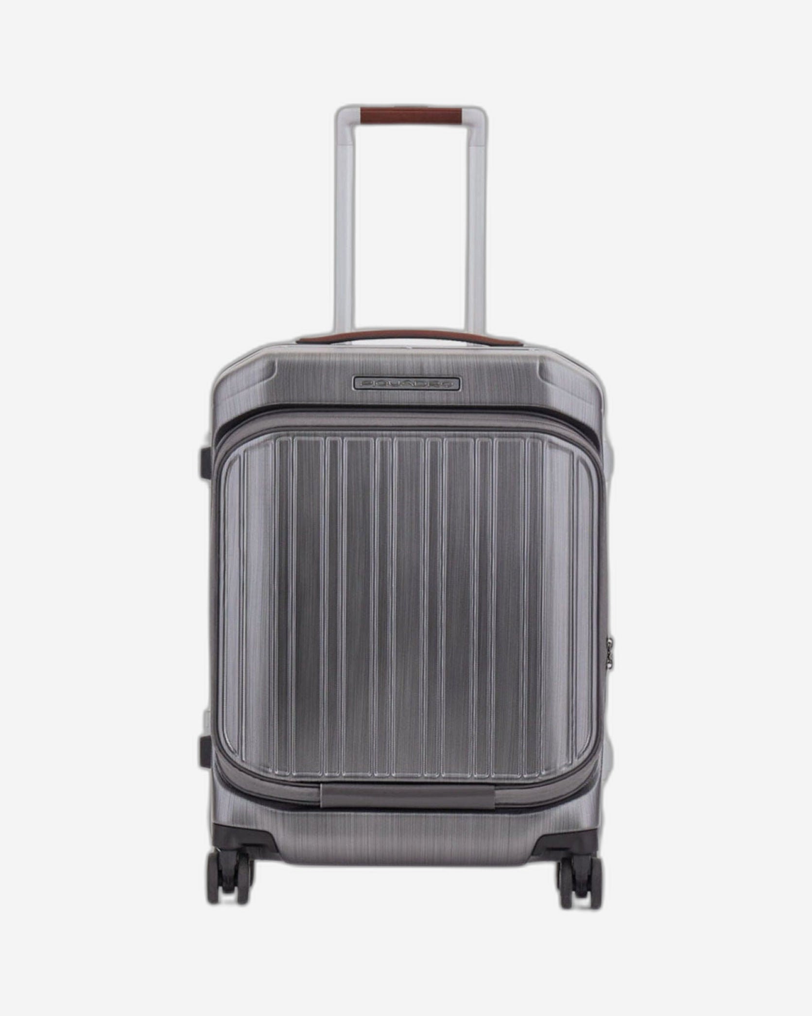 حقيبة بيكوادرو بي كيو إل إم بإطار ٥٥ سم، فحص سريع مع حامل حاسوب، حقيبة صلبة بأربع عجلات مزدوجة، لون أسود/بني فاتح - Bv4426Pqlm/Ncu