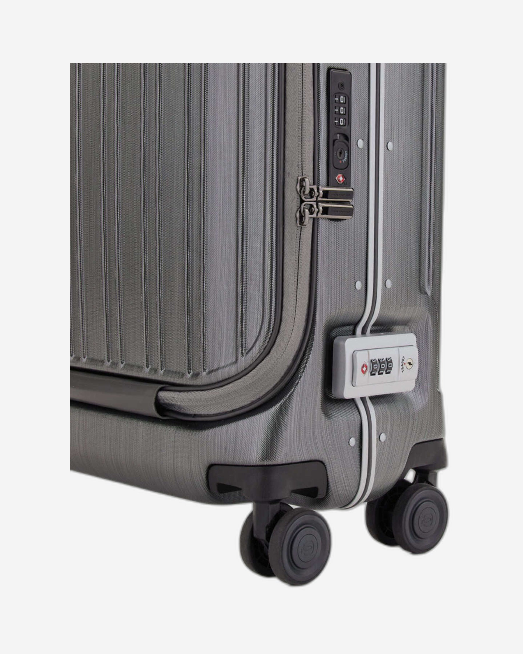 حقيبة بيكوادرو بي كيو إل إم بإطار ٥٥ سم، فحص سريع مع حامل حاسوب، حقيبة صلبة بأربع عجلات مزدوجة، لون أسود/بني فاتح - Bv4426Pqlm/Ncu