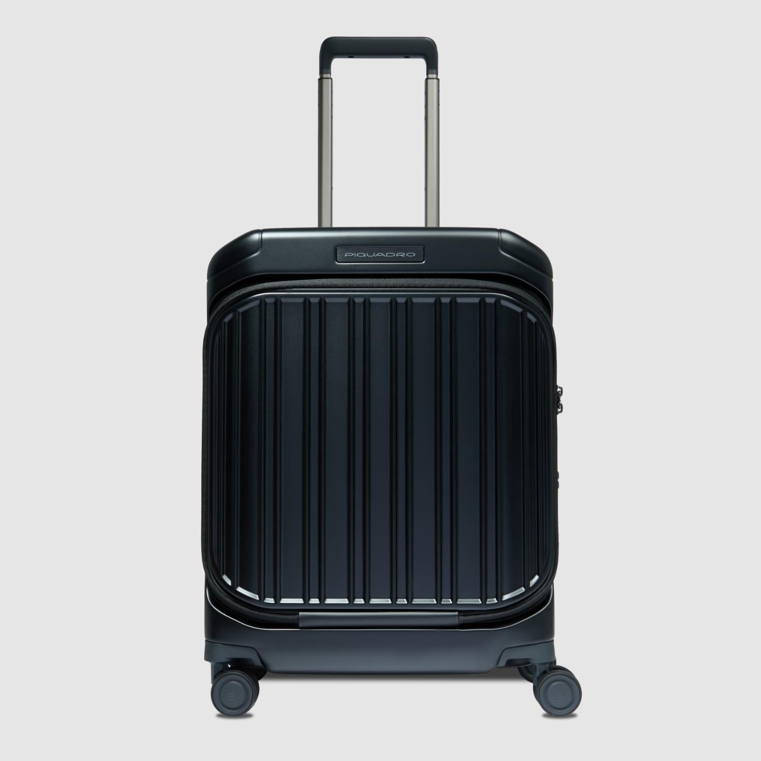 Piquadro Pq-Light Cabin Size Hardside Spinner With Computer And Matt Black