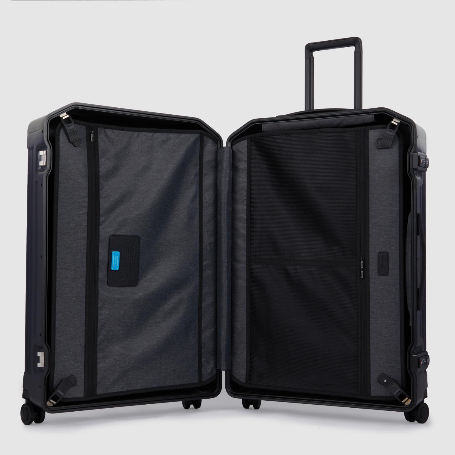 Piquadro Pqlm - دوارة صلبة كبيرة الحجم باللون الأسود غير اللامع