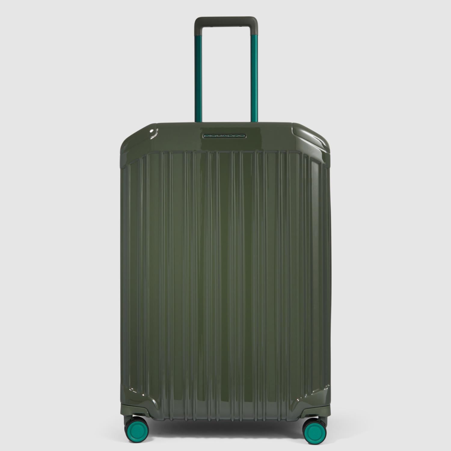 عربة بيكوادرو بي كيو خفيفة الوزن قابلة للتمدد متوسطة الحجم بأربع عجلات باللون الأخضر البولي كربونات