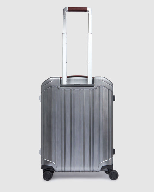 Piquadro 4 Wheel Cabin Suitcase With Shock Absorbing Front Black-Tobacco