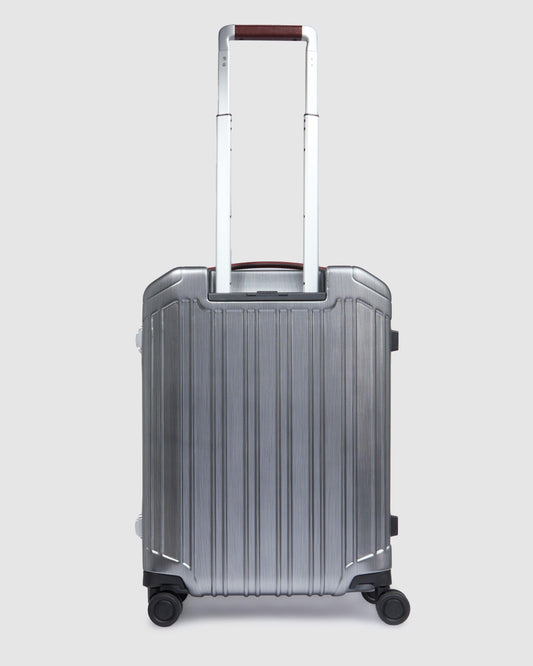 Piquadro 4 Wheel Cabin Suitcase With Shock Absorbing Front Black-Tobacco