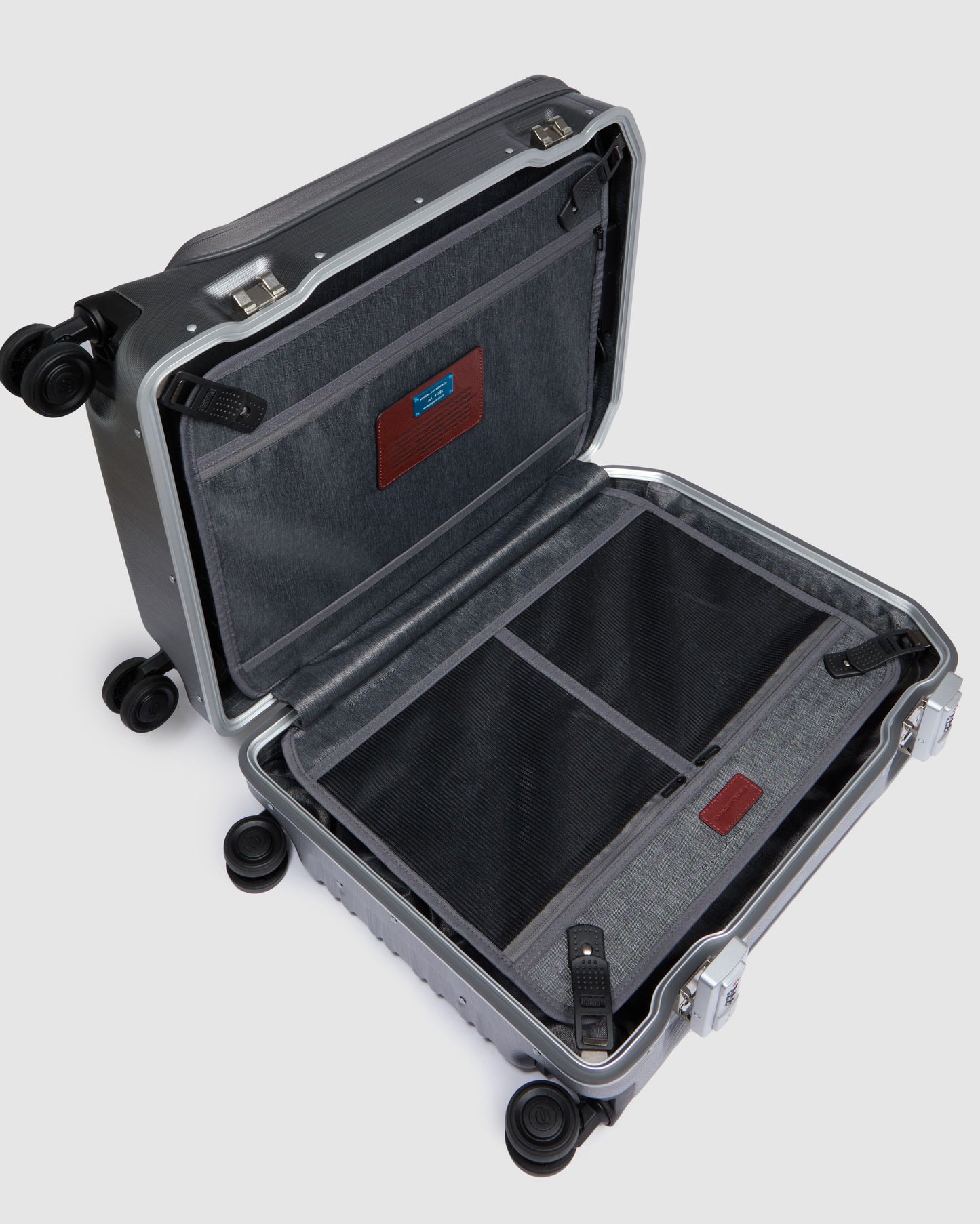 Piquadro Shock Absorbing Front Cabin Suitcase Black Tobacco