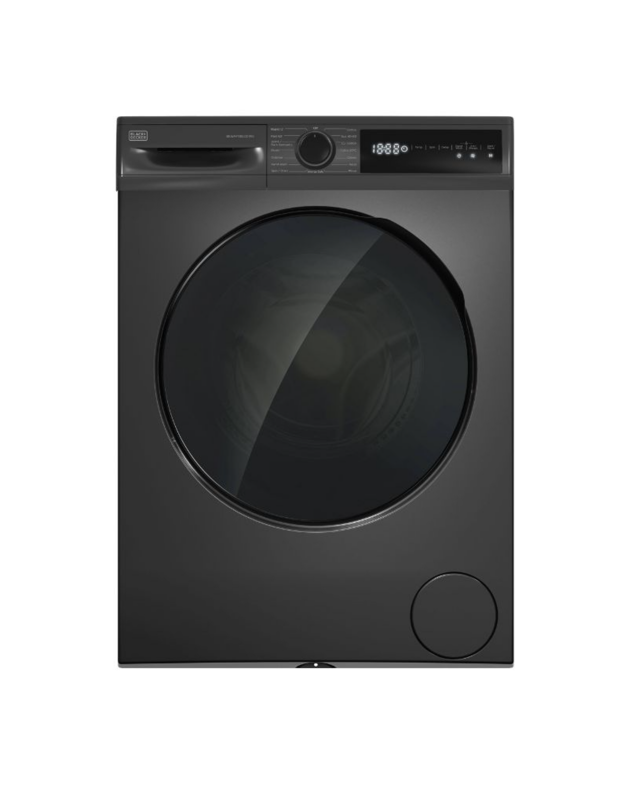 Black+Decker 10KG Front Load Washing Machine, 1400 RPM, BLDC Motor, Touch Panel – BXWMF1012.001IVS Dark Grey