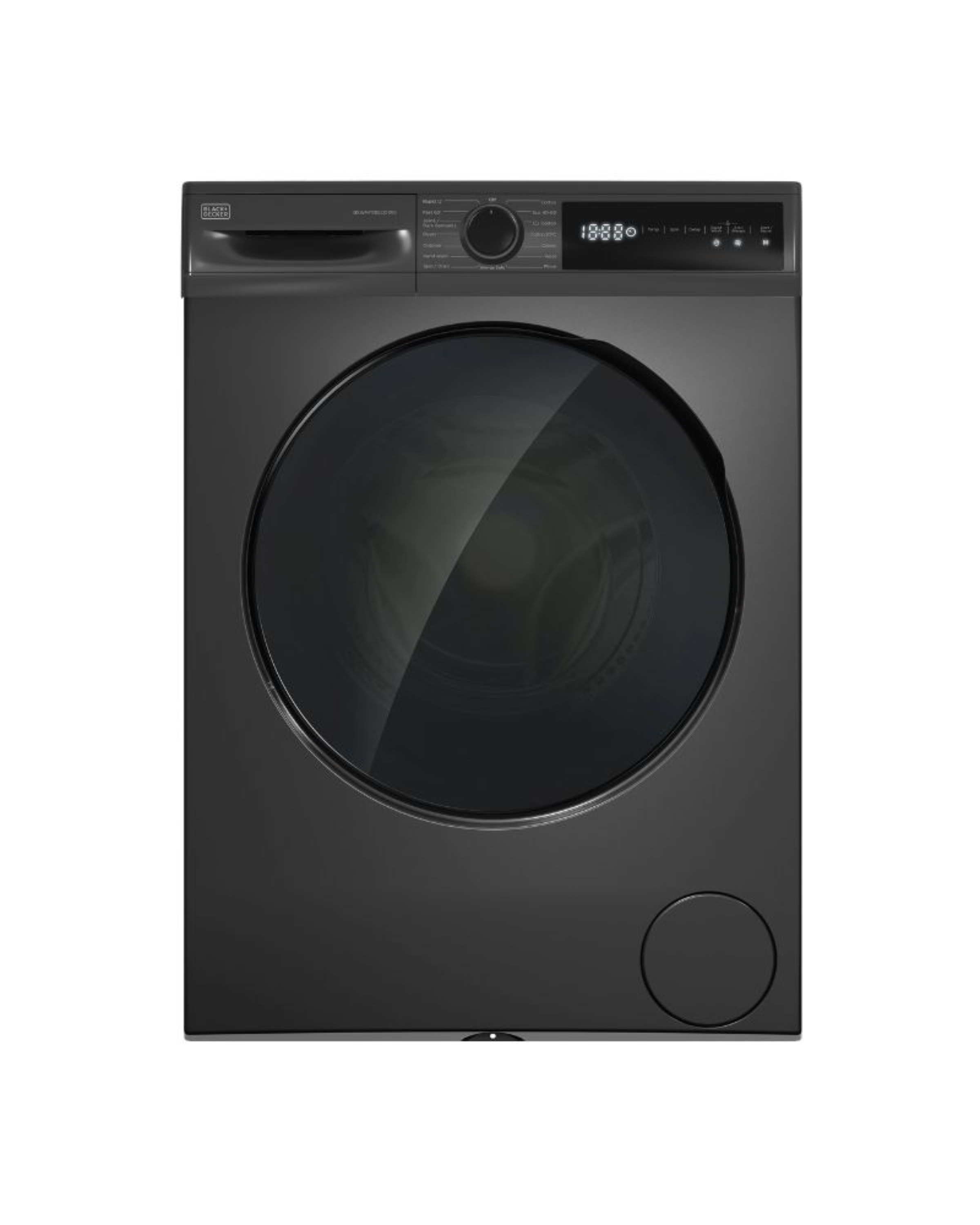 Black+Decker 10KG Front Load Washing Machine, 1400 RPM, BLDC Motor, Touch Panel – BXWMF1012.001IVS Dark Grey
