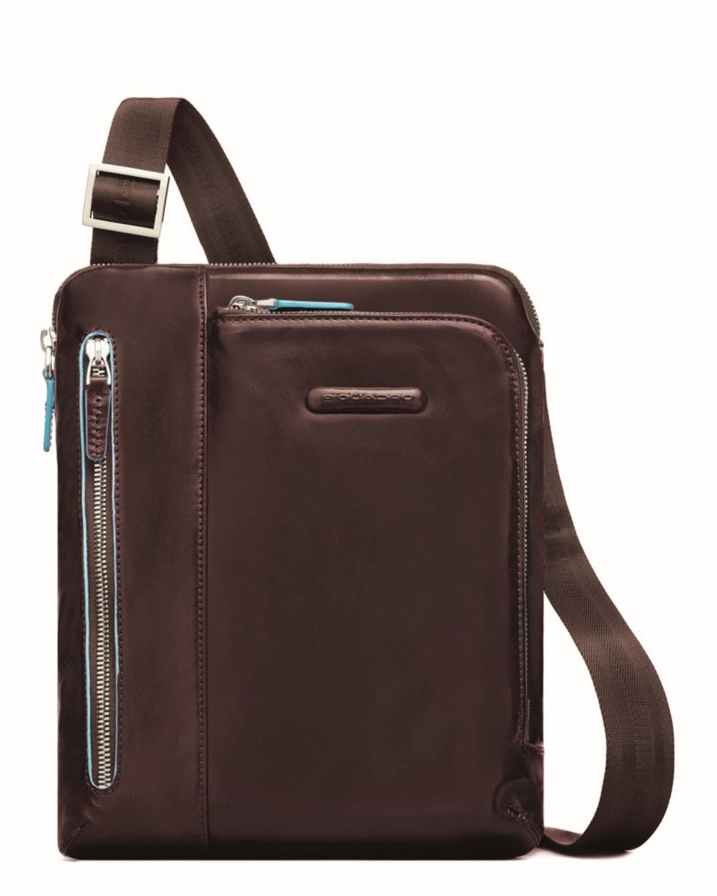SHOULDER POCKETBAG W/DOUBLE ZIP FRONT POCKET MAHOGANY