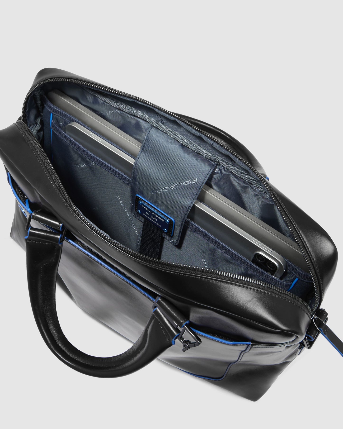 Piquadro Leather Computer Briefcase Black