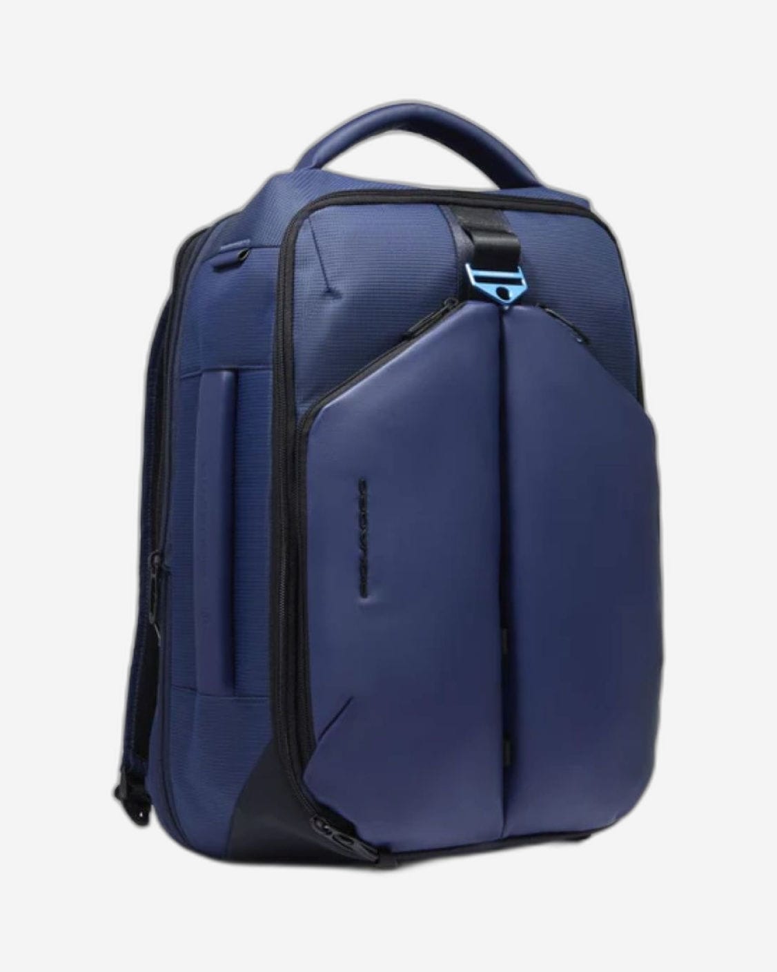 حقيبة ظهر Piquadro S137 من الجلد والقماش الأزرق