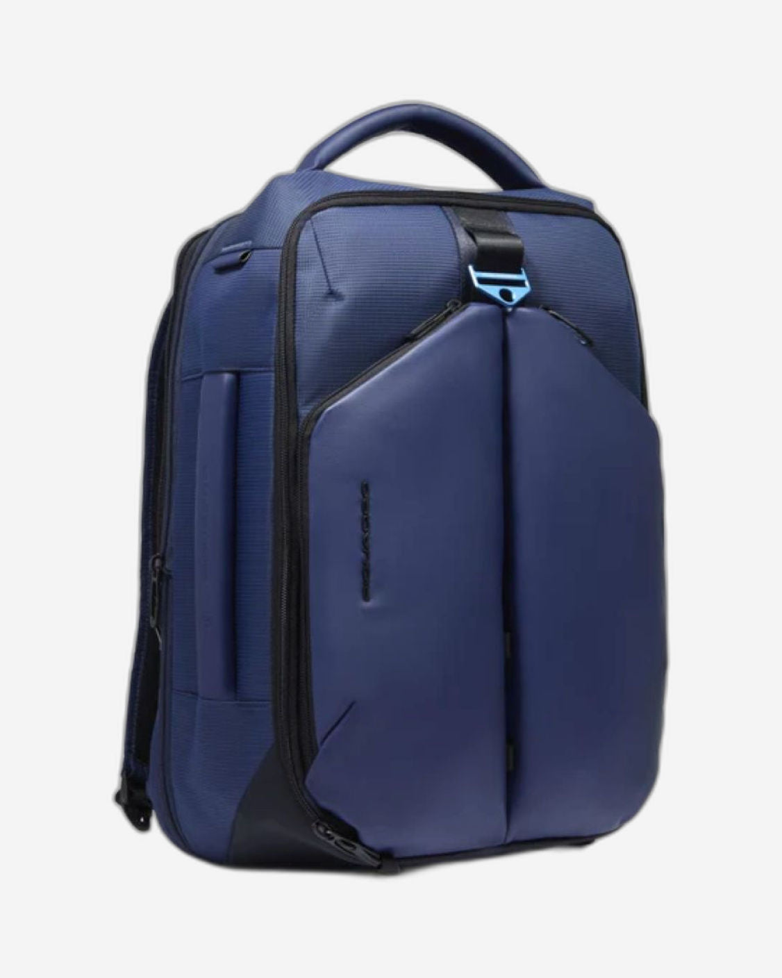 حقيبة ظهر Piquadro S137 من الجلد والقماش الأزرق