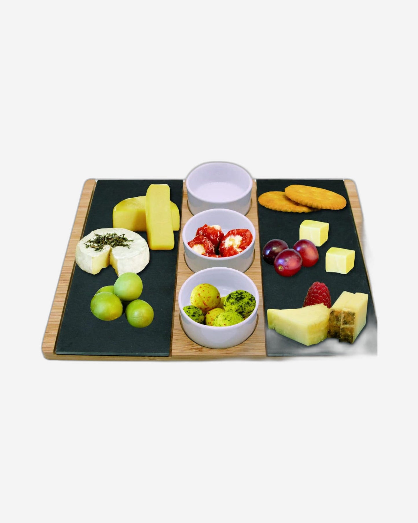 طبق تقديم فن الطهي من الخيزران والأردواز