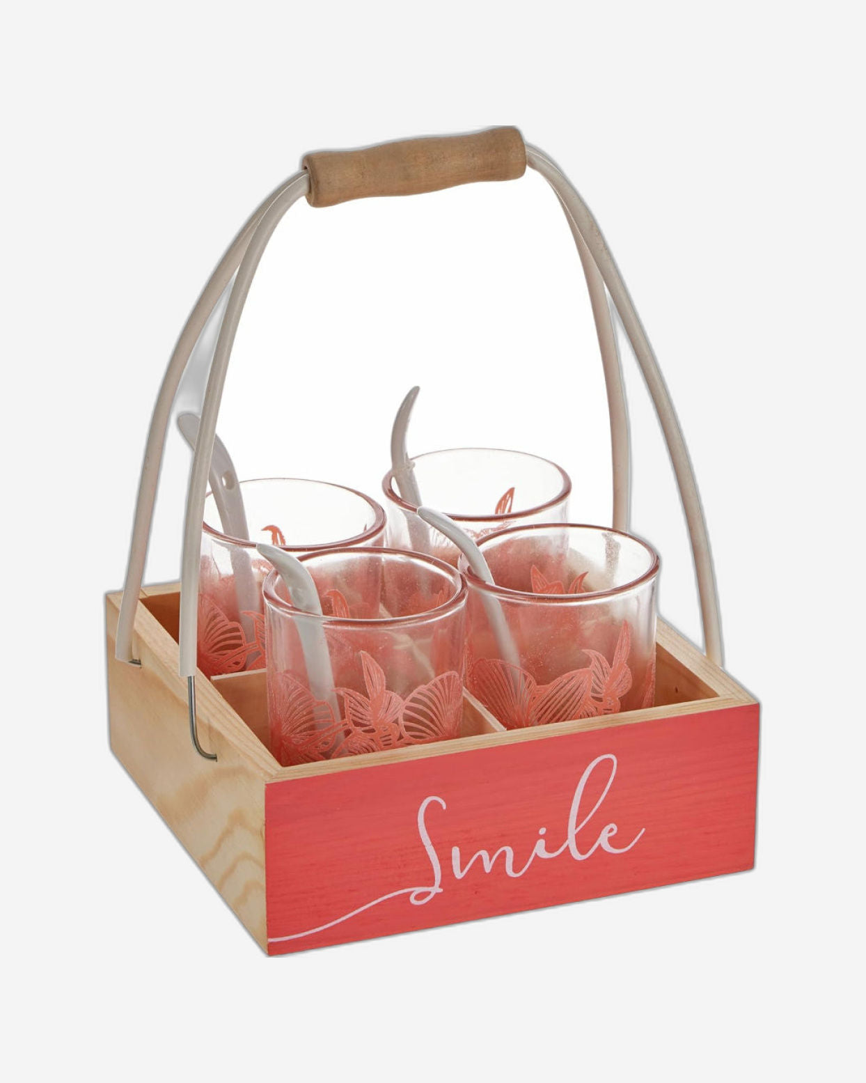 مجموعة تقديم الطعام الخشبية من كويزين آرت، مكونة من 9 قطع، مع حامل أكواب وأكواب فردية وملاعق