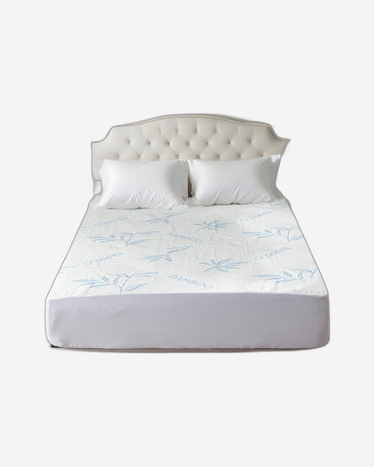 واقي مرتبة مقاوم للماء من القطن المنزلي مصنوع من الخيزران باللون الأزرق