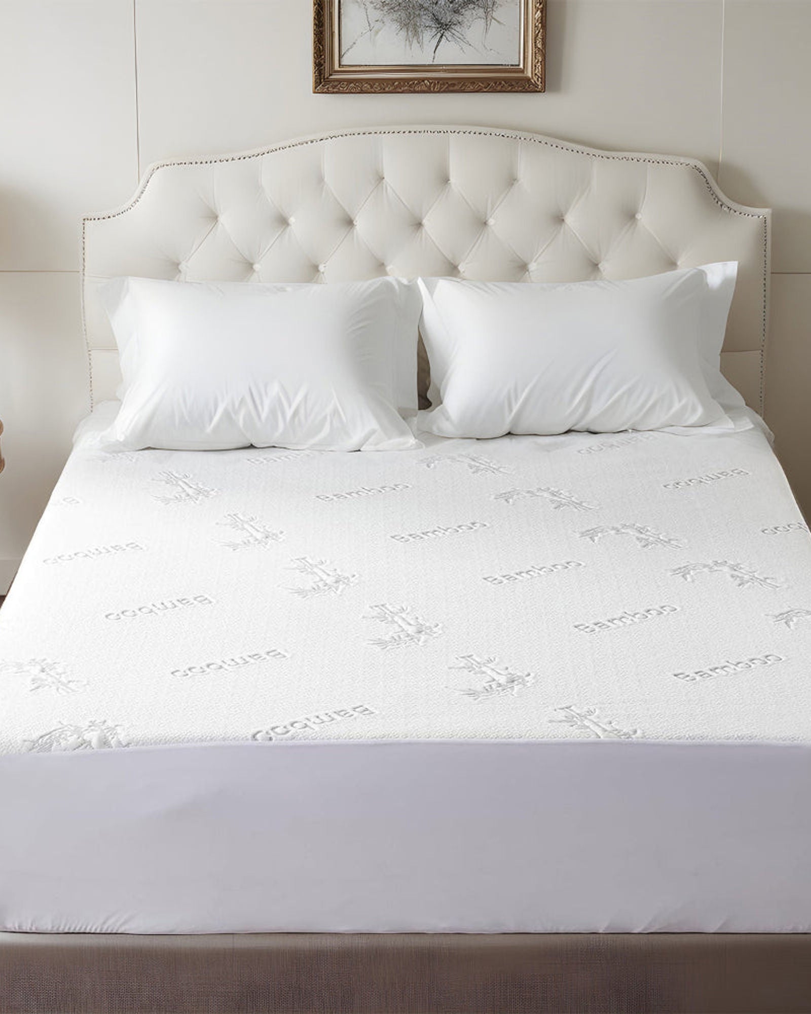 واقي مرتبة مقاوم للماء من القطن المنزلي بامبو رمادي اللون