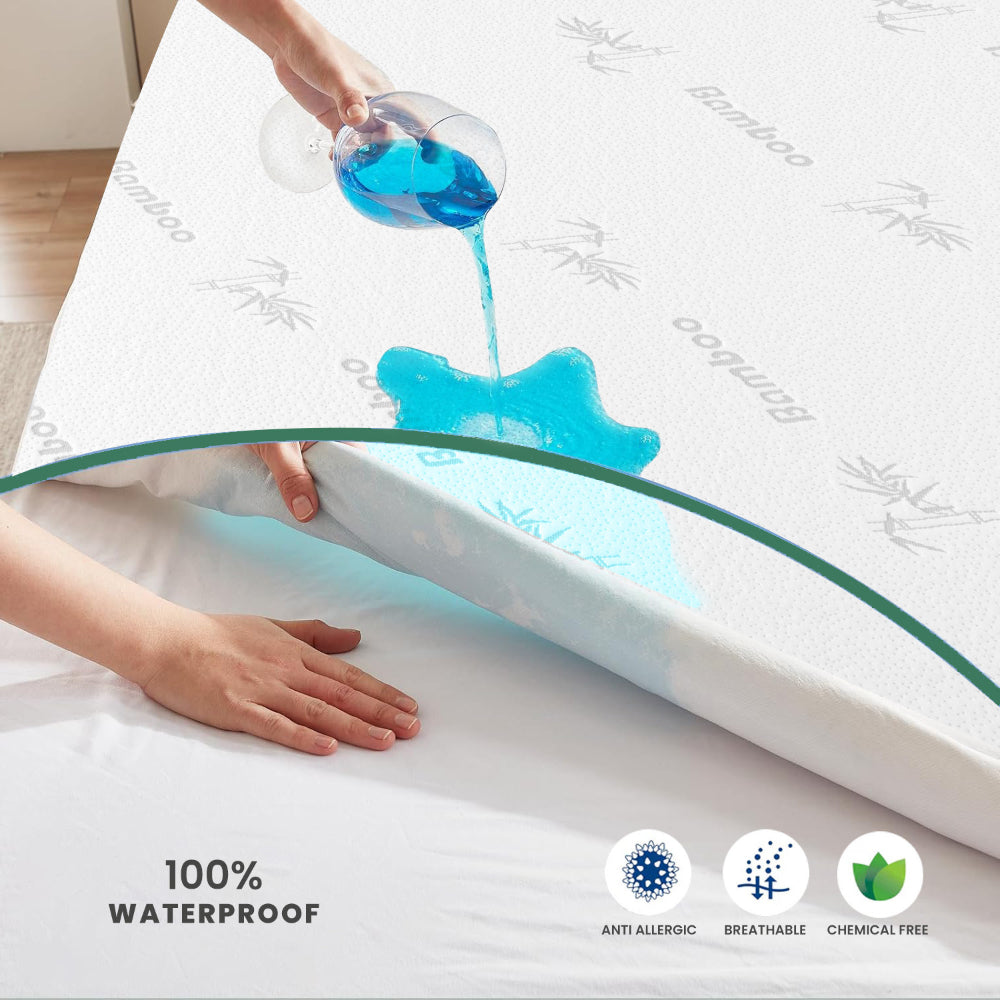 واقي مرتبة مقاوم للماء من القطن المنزلي بامبو رمادي اللون