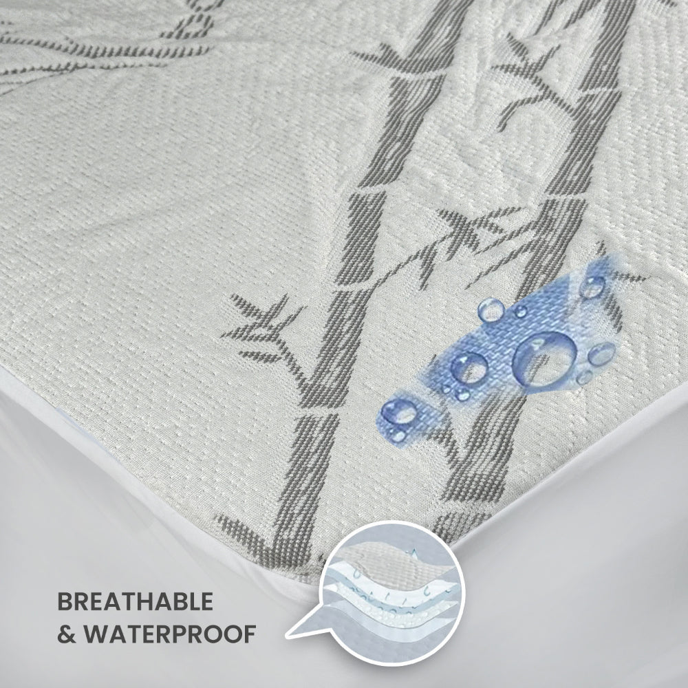 واقي مرتبة مقاوم للماء من القطن المنزلي بامبو رمادي اللون