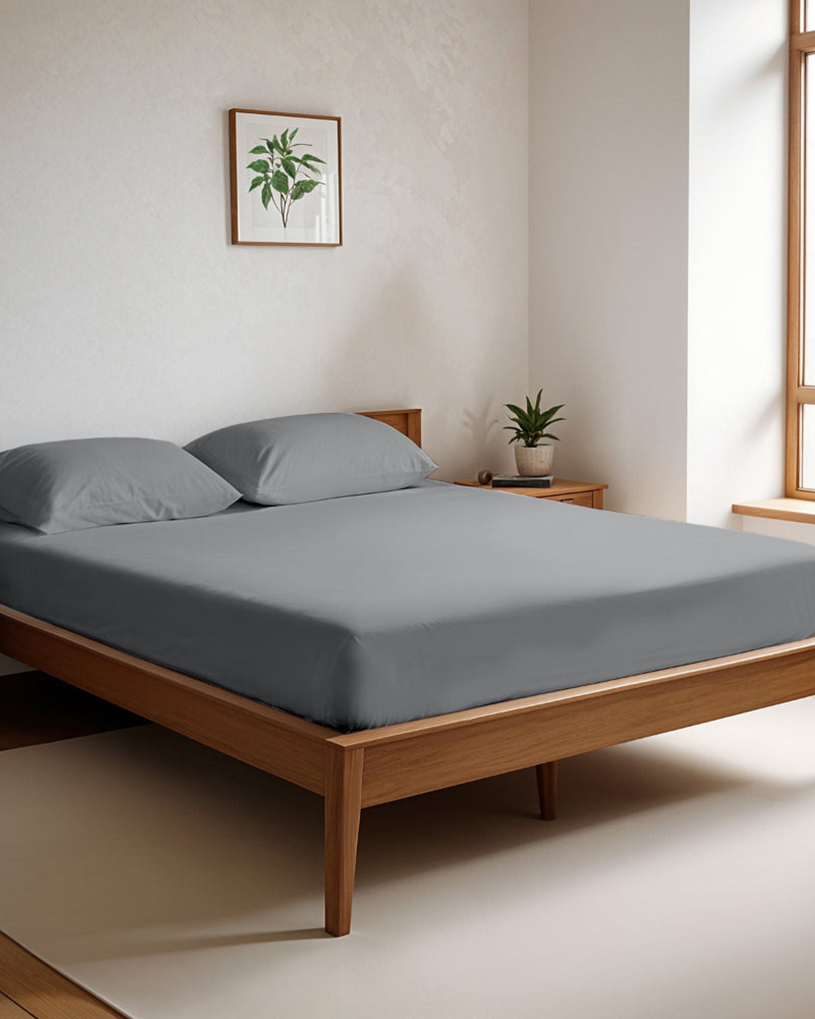 طقم ملاءات قطنية منزلية مكون من 3 قطع مع غطاء وسادة - فضي