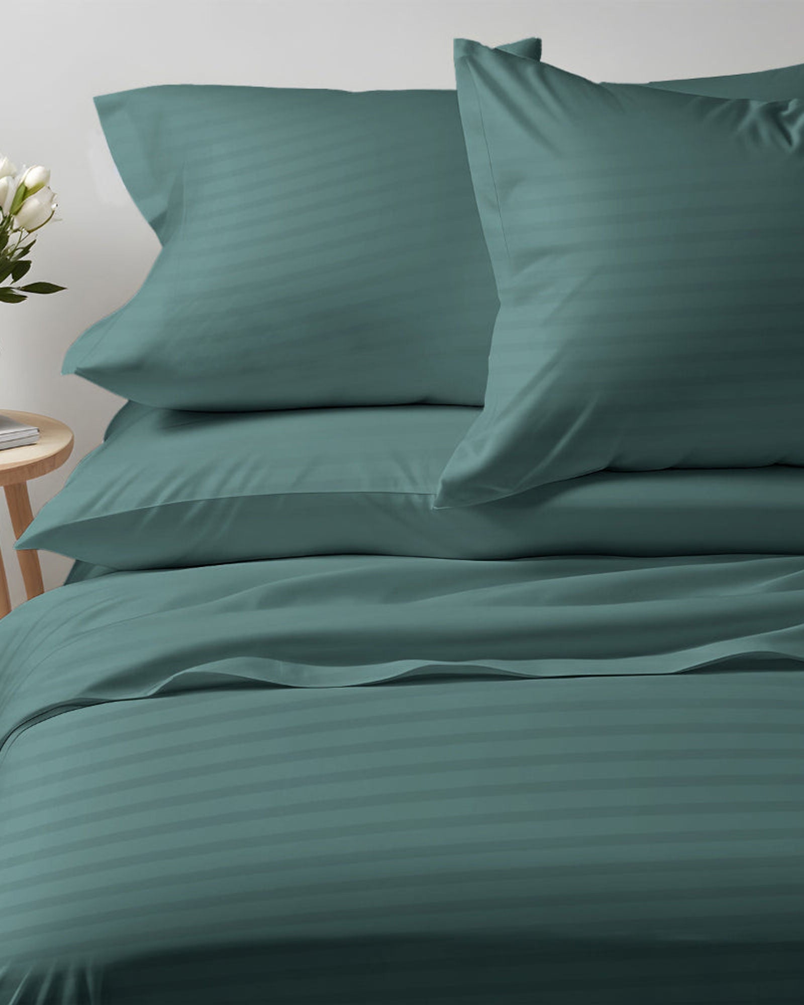 طقم غطاء لحاف قطني فاخر مخطط من 6 قطع من Cotton Home مقاس 220×240 سم