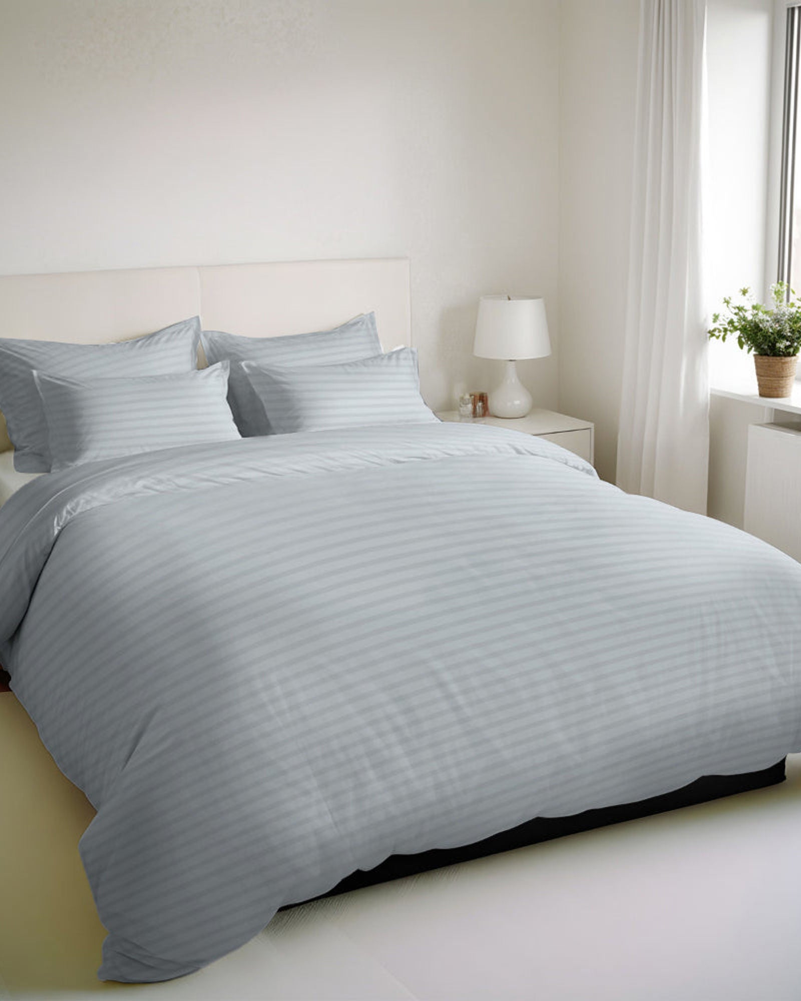 طقم غطاء لحاف قطني فاخر مخطط من 6 قطع من Cotton Home مقاس 220×240 سم