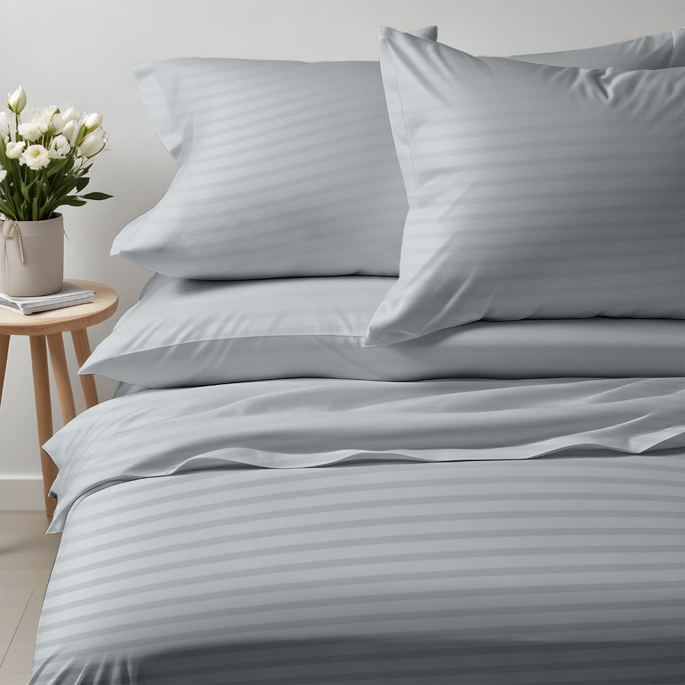 طقم غطاء لحاف قطني فاخر مخطط من 6 قطع من Cotton Home مقاس 220×240 سم