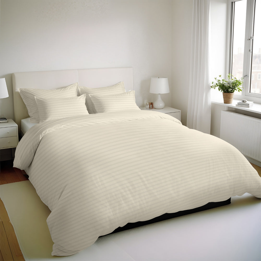 طقم غطاء لحاف قطني فاخر مخطط من 6 قطع من Cotton Home مقاس 220×240 سم