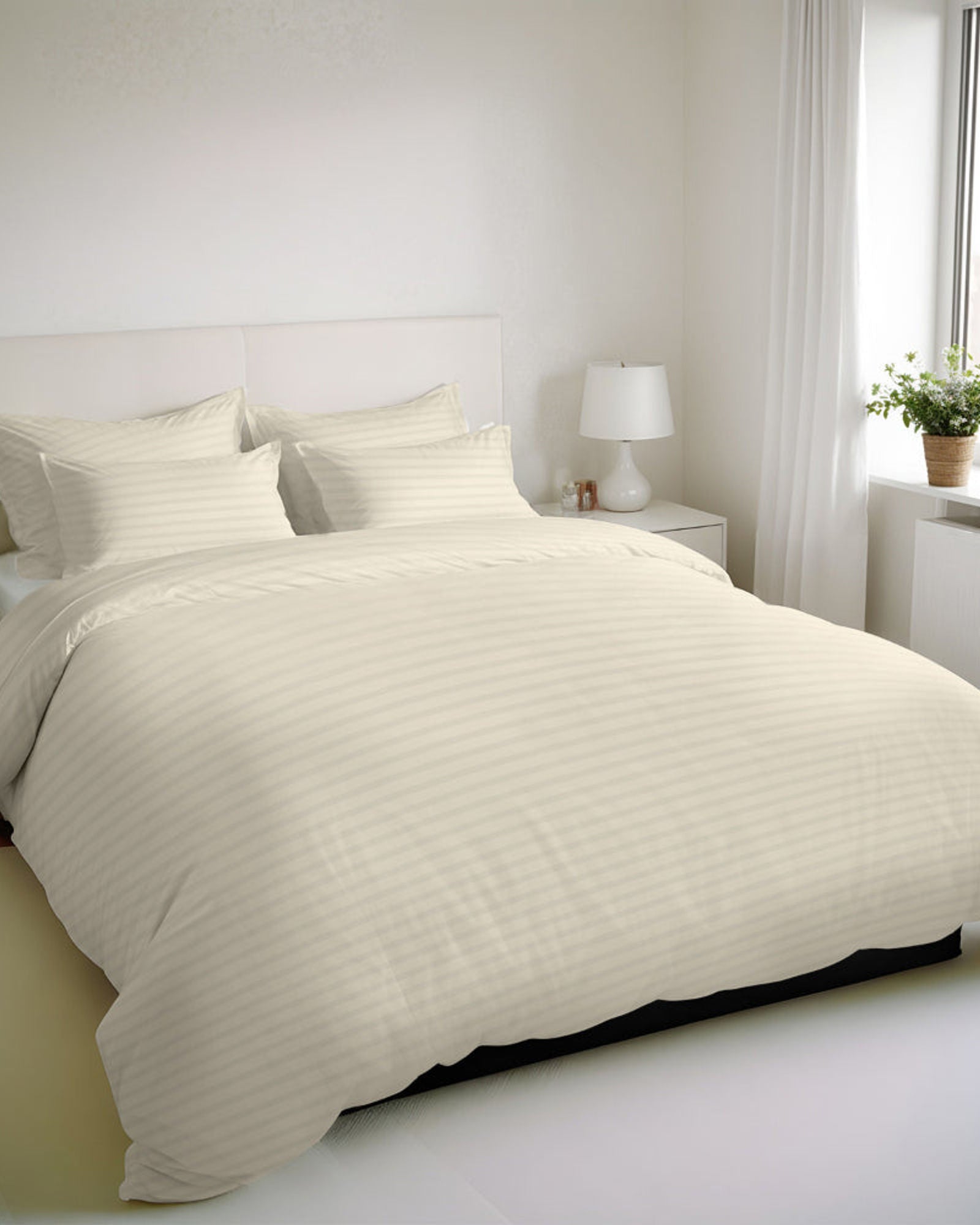 طقم غطاء لحاف قطني فاخر مخطط من 6 قطع من Cotton Home مقاس 220×240 سم