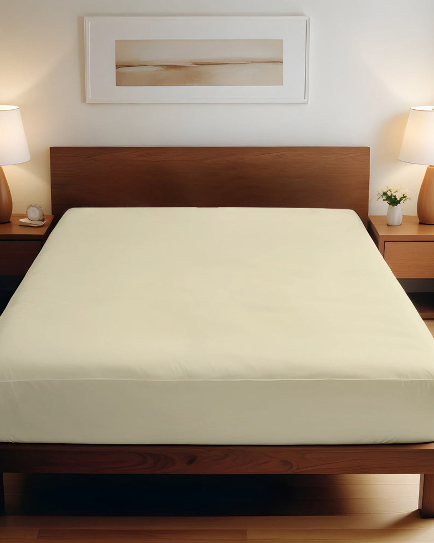 ملاءة سرير قطنية منزلية قطعة واحدة فائقة النعومة بيج داكن