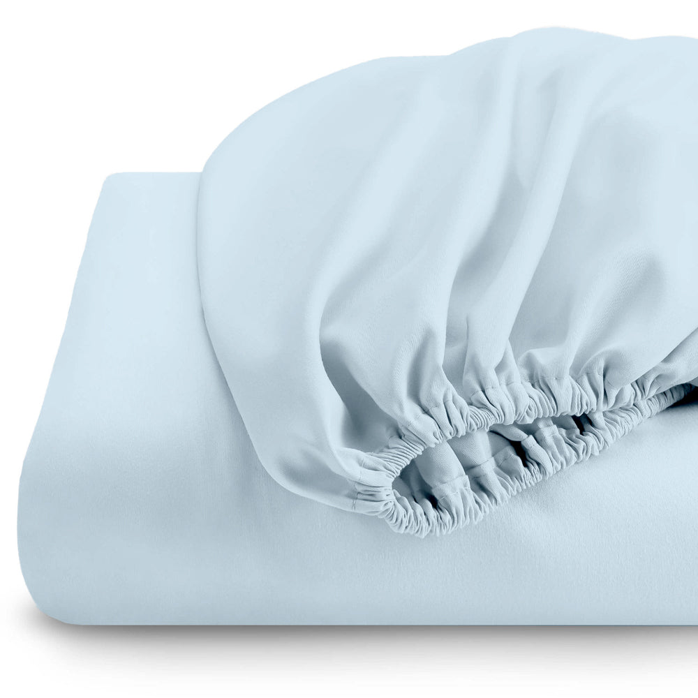 ملاءة سرير قطنية منزلية قطعة واحدة فائقة النعومة باللون الأزرق السماوي
