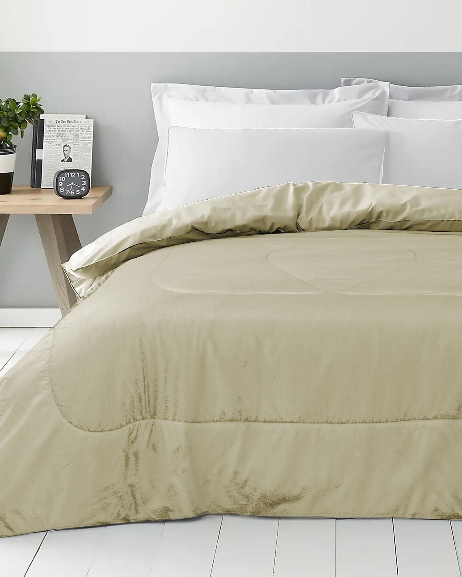 لحاف منزلي رول قطني، لون بيج غامق