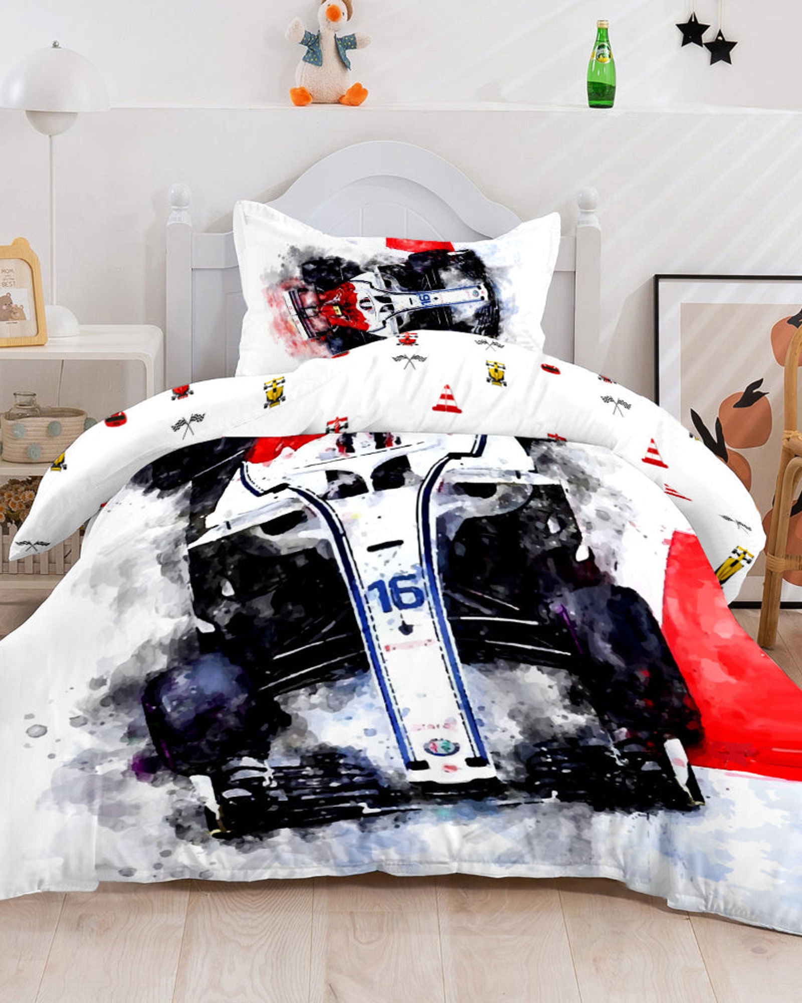 طقم غطاء لحاف للأطفال من Cotton Home مكون من 3 قطع بتصميم سيارة