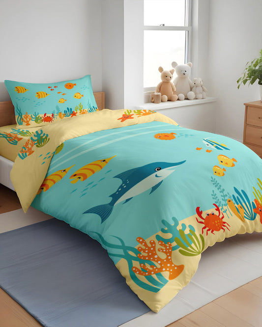 طقم غطاء لحاف للأطفال من Cotton Home مكون من 3 قطع، لون أكوا