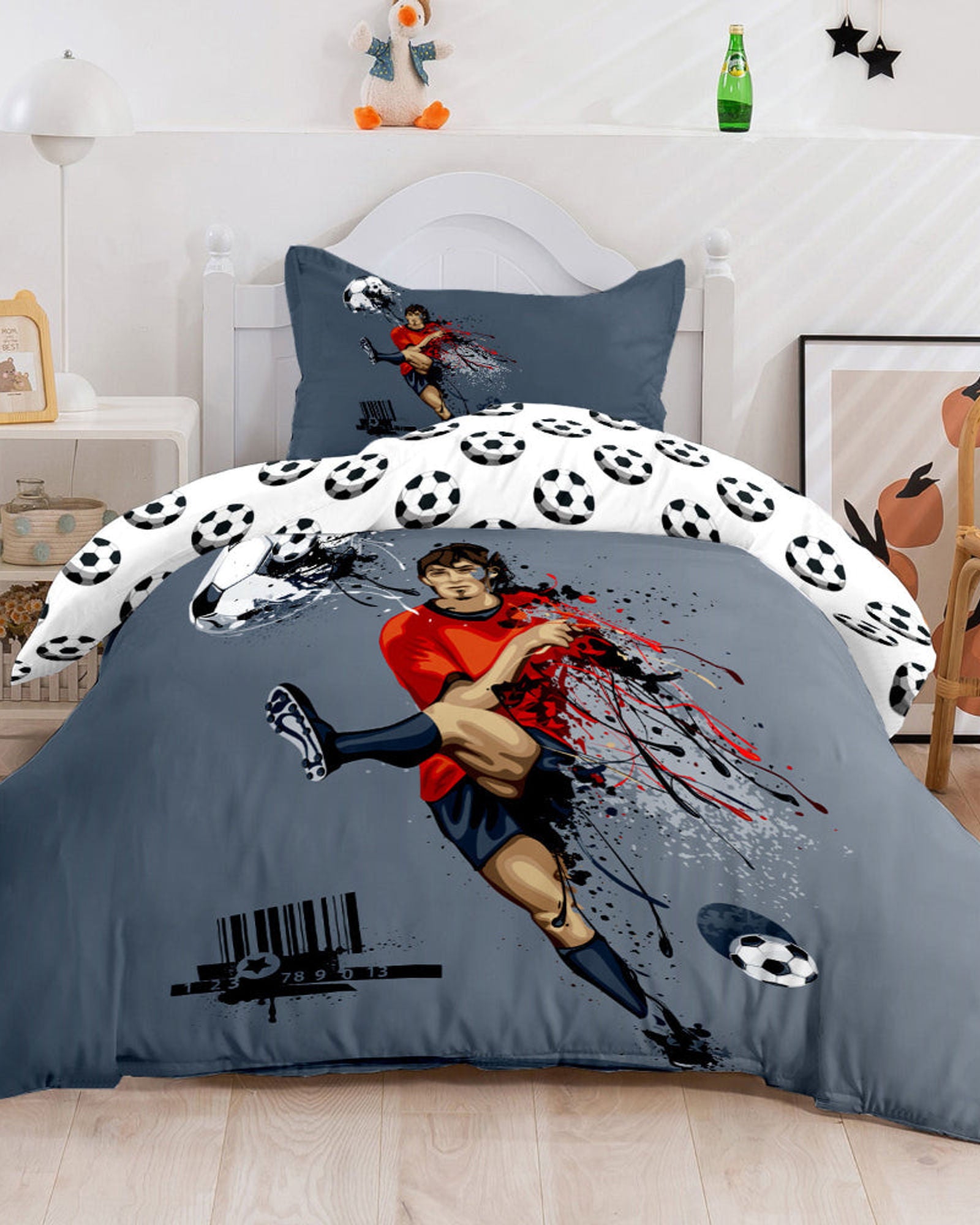 طقم غطاء لحاف للأطفال من Cotton Home مكون من 3 قطع بتصميم كرة قدم