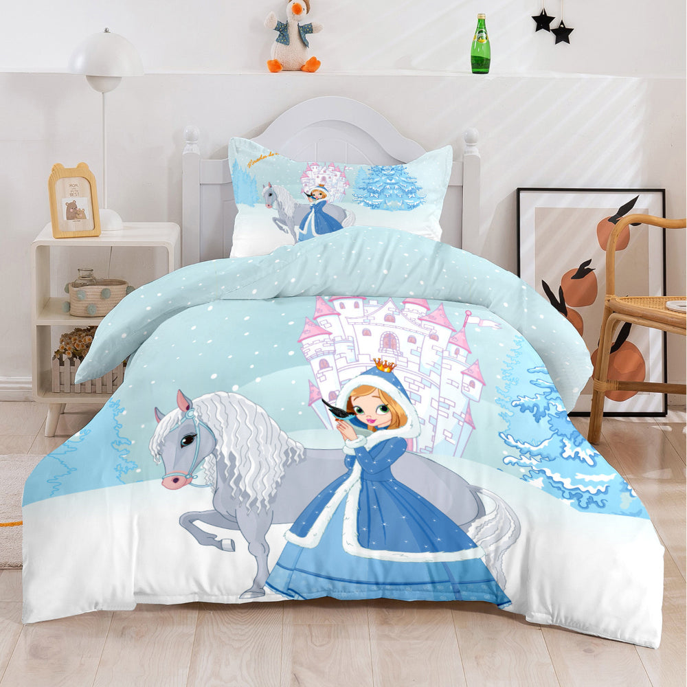 طقم غطاء لحاف للأطفال من Cotton Home مكون من 3 قطع بتصميم أميرة