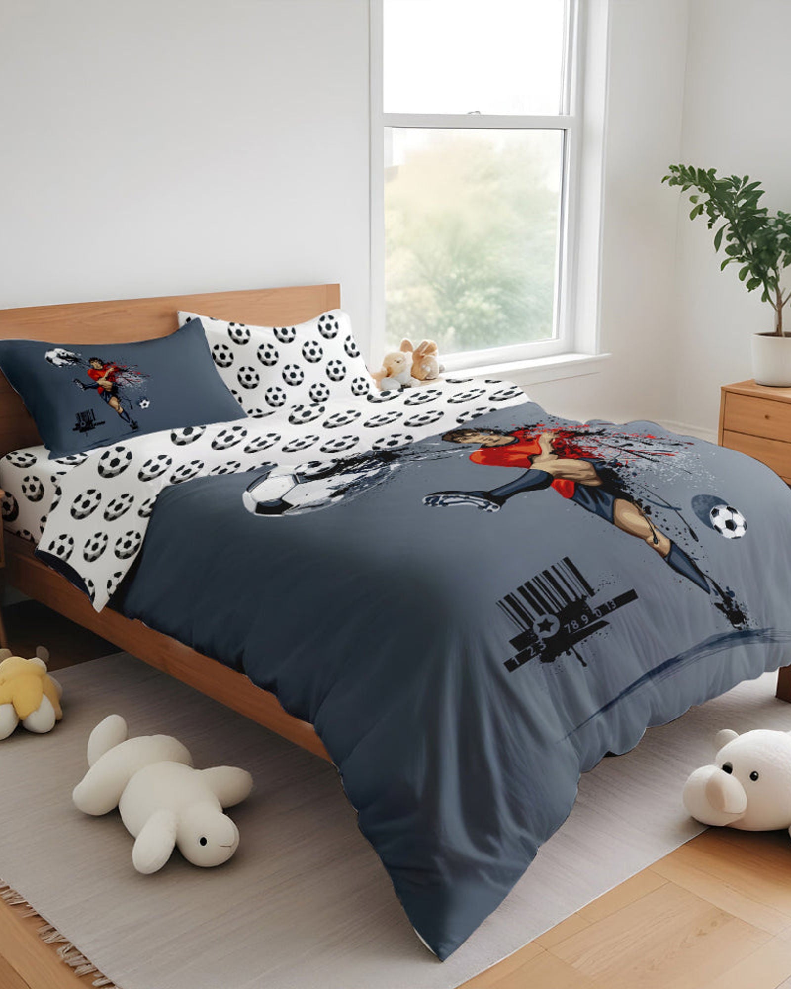طقم غطاء لحاف للأطفال من Cotton Home مكون من 4 قطع بتصميم كرة قدم
