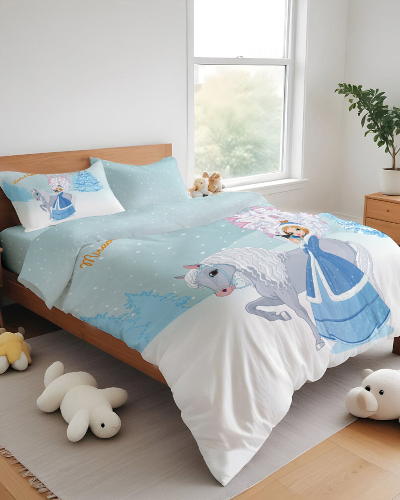 طقم غطاء لحاف للأطفال من Cotton Home مكون من 4 قطع بتصميم أميرة