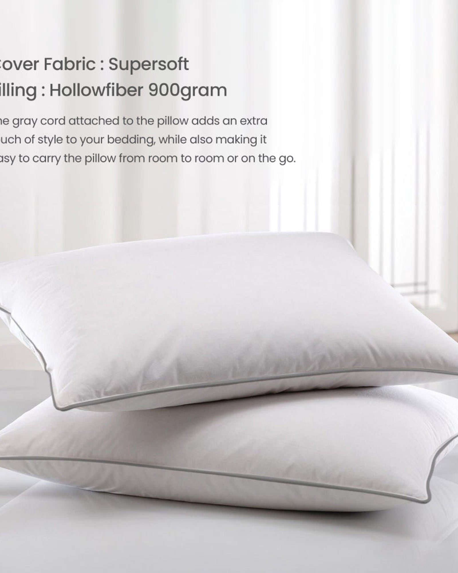 مجموعة وسائد قطنية فاخرة من قطعتين مع سلك رمادي