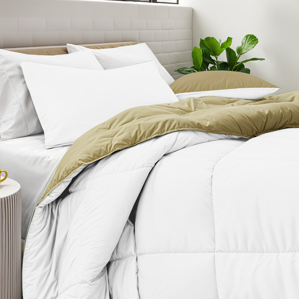 طقم لحاف قطني للكبار مكون من 3 قطع قابل للعكس باللون الأبيض