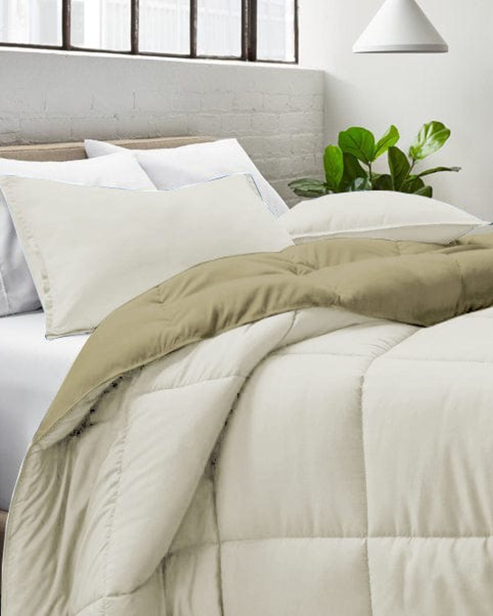 طقم لحاف قابل للعكس من Cotton Home للبالغين مكون من 3 قطع، عاجي