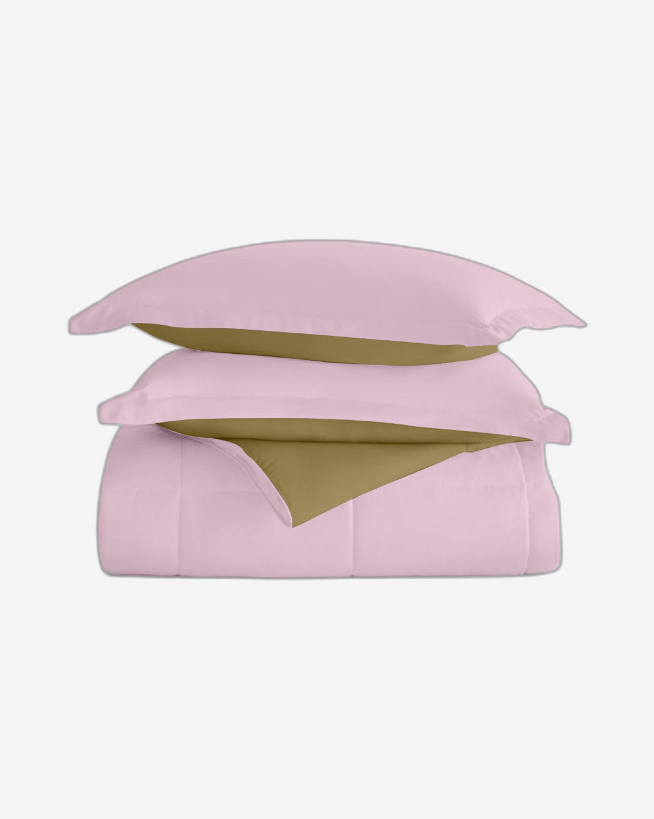 طقم لحاف قطني للكبار مكون من 3 قطع قابل للعكس باللون الوردي