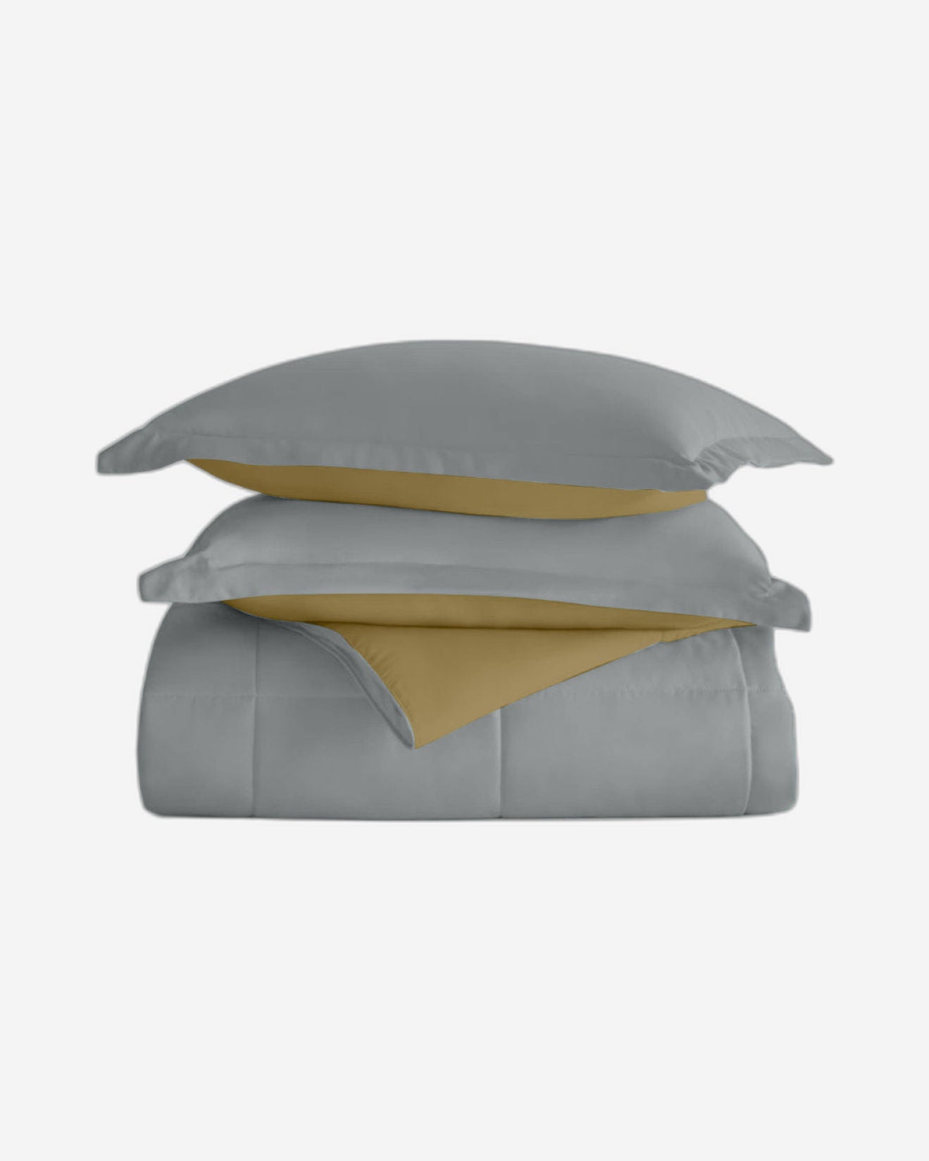 طقم لحاف قطني للكبار مكون من 3 قطع قابل للعكس، رمادي