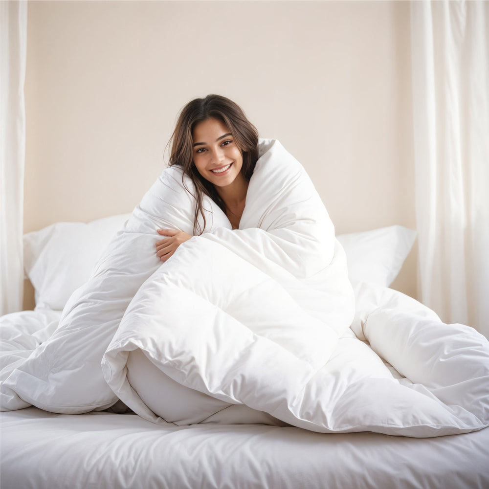 لحاف قطني فائق النعومة باللون الأبيض